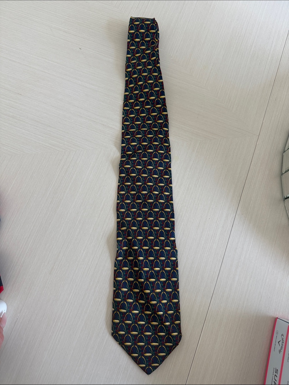 Paolo Gucci Navy Tie with Red, Yellow and Green Accents